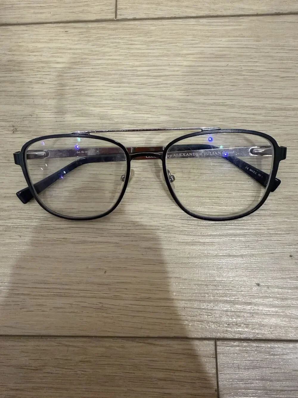 Colours by Alexander Julian Eyeglasses Mens Black Aviator Cutner 54-18-145